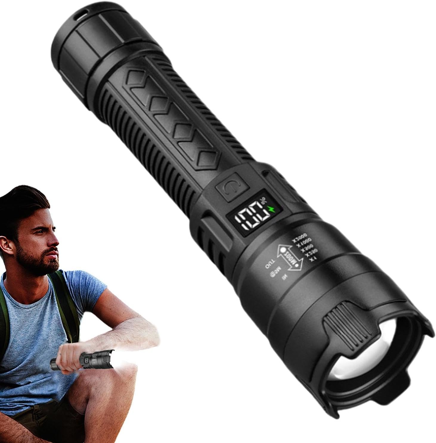 Fishing Light - Lanterna tática led 2000lm, recarregável por